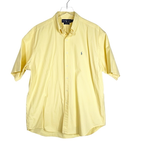 RALPH LAUREN Blake Butter Yellow Short Sleeve Button Down Men's Shirt Size Large - Picture 1 of 4